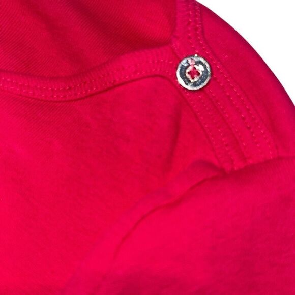 Jones New York Red Boat Neck Button Roll Tab Sleeves Top Ladies Size Medium - Picture 7 of 10